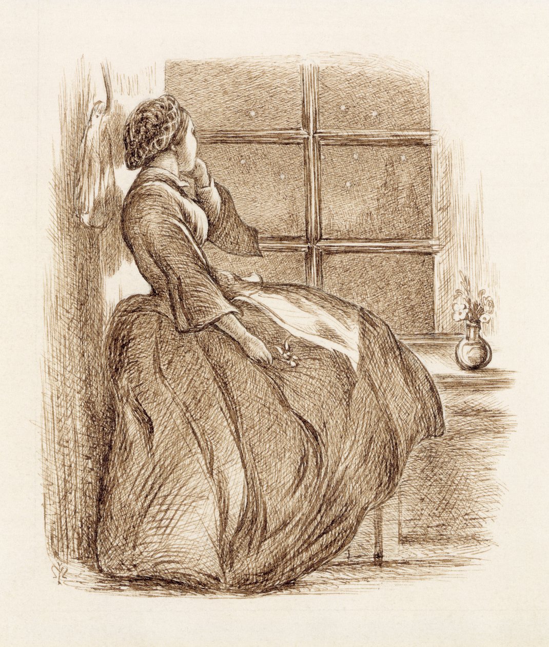 Utracona miłość, c.1859 (pióro i atrament) autorstwa John Everett Millais