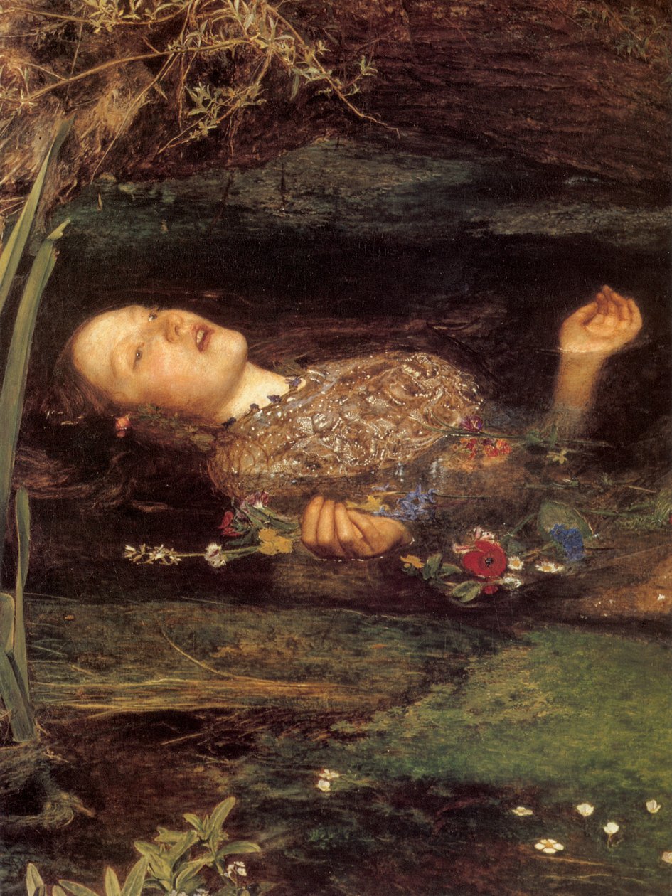 Ofelia, szczegóły autorstwa John Everett Millais