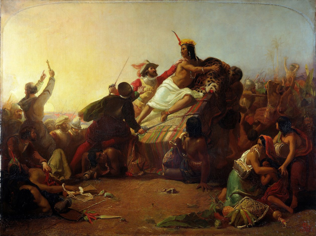 Pizarro zdobywa Inków z Peru, 1846 autorstwa John Everett Millais