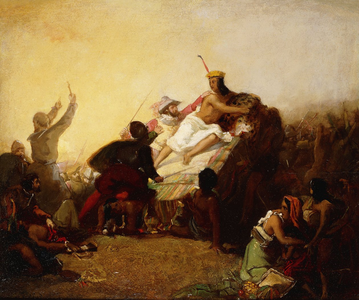Pizarro zdobywa Inków z Peru, 1846 autorstwa John Everett Millais