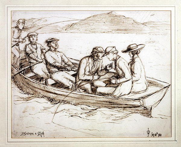 Mit o łososiu (pióro i tusz na papierze) autorstwa John Everett Millais
