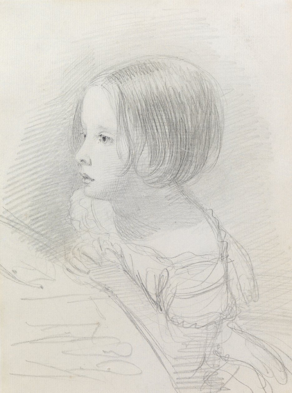 Szkic dziewczyny (ołówek) autorstwa John Everett Millais