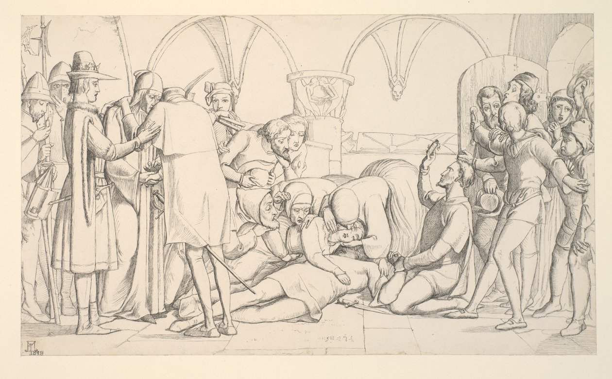 Studium do „Romea i Julii, ostatnia scena” autorstwa John Everett Millais