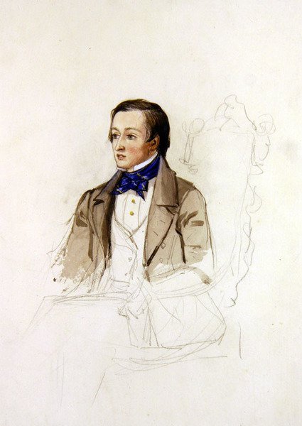 Studium do portretu R. Stephensa z Merton College, Oxford, ok. 1850 (ołówek i akwarela na papierze) autorstwa John Everett Millais