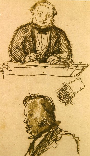 Aukcjoner (pióro i tusz na papierze) autorstwa John Everett Millais