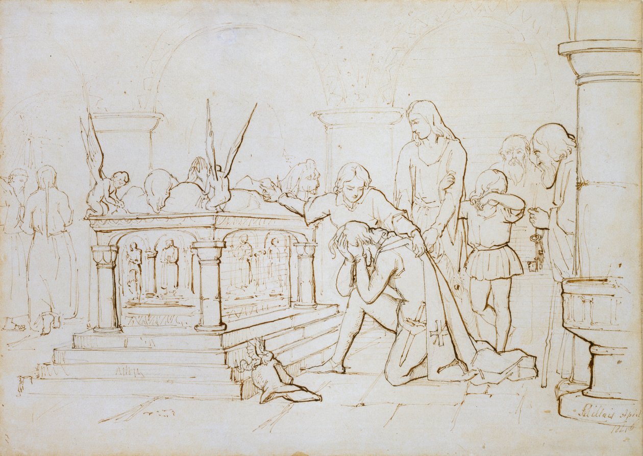 Powrót krzyżowca, 1840 autorstwa John Everett Millais