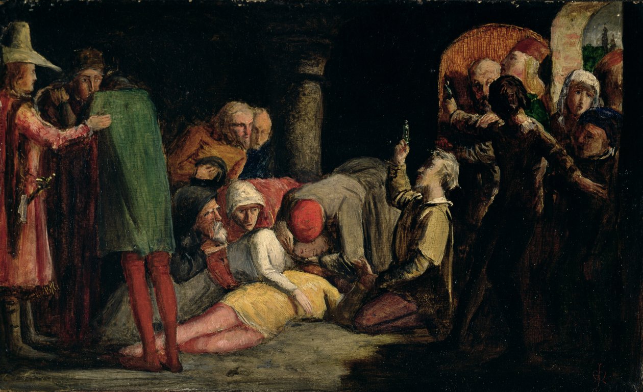 Śmierć Romea i Julii, ok. 1848 r. (olej na płycie pilśniowej) autorstwa John Everett Millais