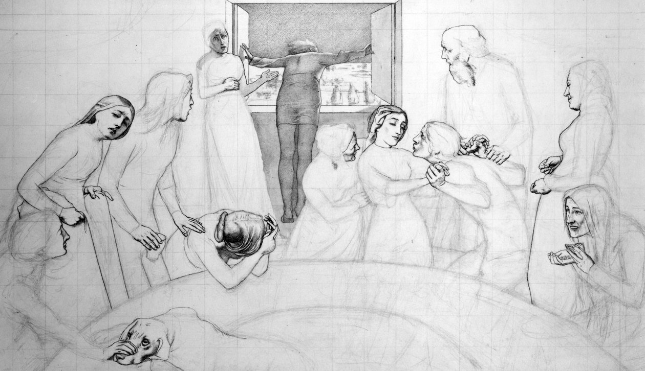 Wigilia potopu, ok. 1850 (ołówek, długopis i atrament na papierze) autorstwa John Everett Millais