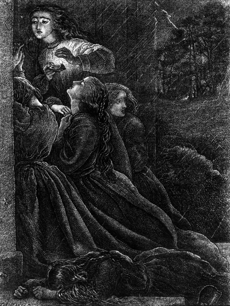 Pięć głupich dziewic, ilustracja z „Przypowieści naszego Pana i Zbawiciela Jezusa Chrystusa”, 1864 autorstwa John Everett Millais