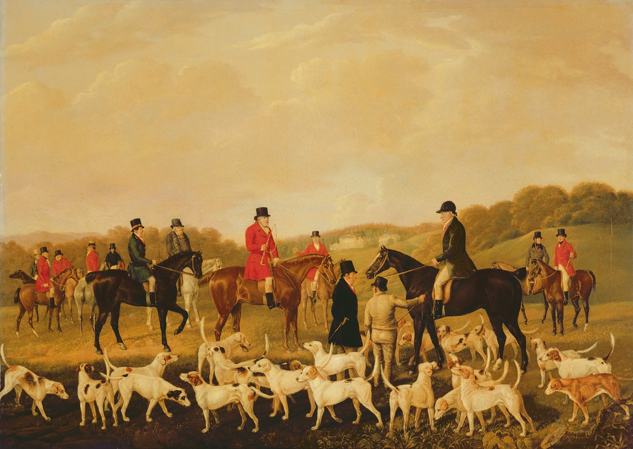 Polowanie w Llanharan (olej na płótnie) autorstwa John F. Harrison