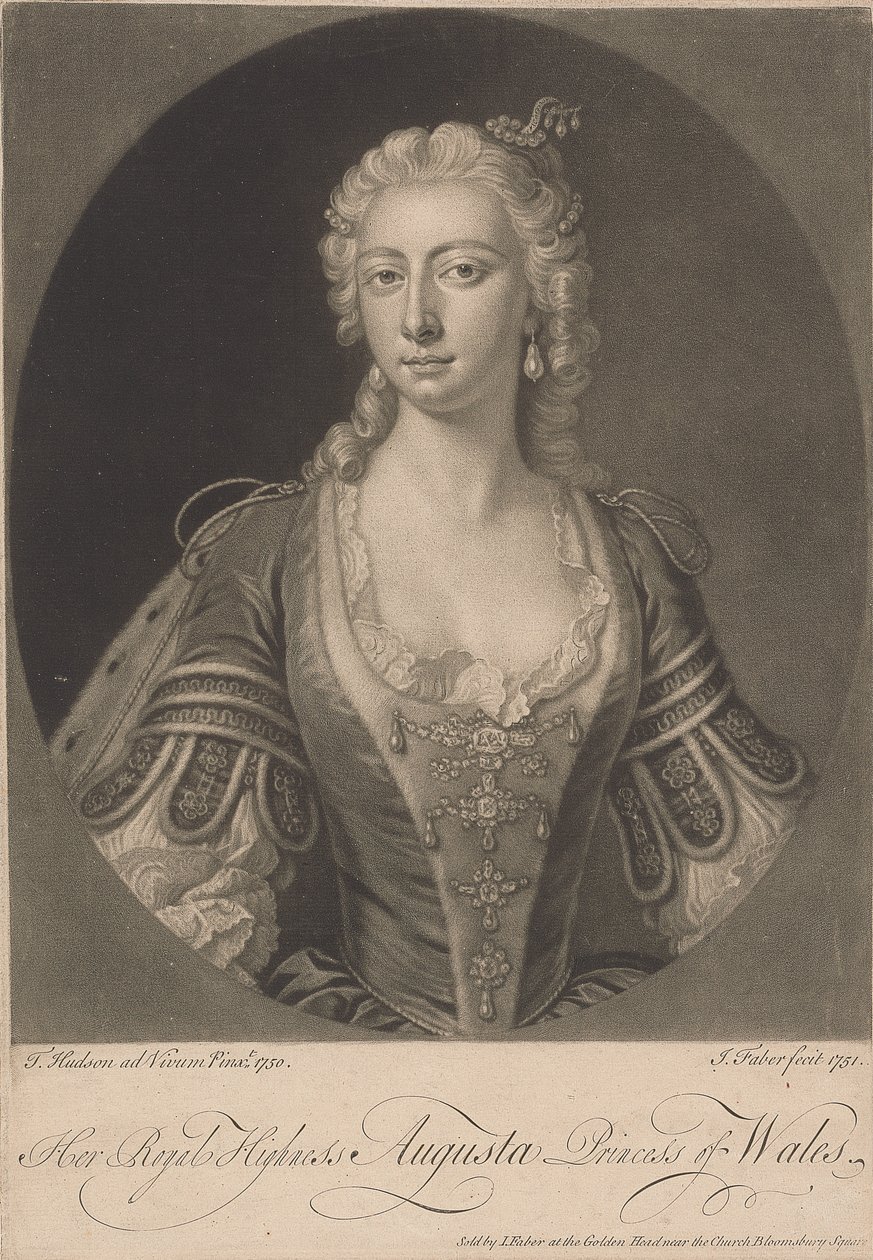 Sua Alteza Real Augusta Princesa de Gales, 1751 polonês autorstwa John Faber the younger