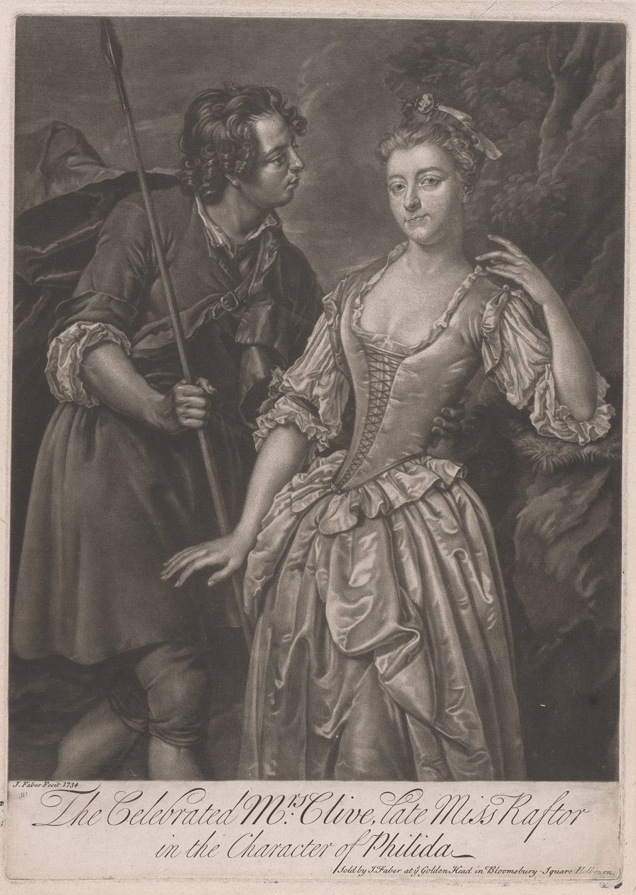Słynna pani Clive, późna panna Rafter, w postaci Philidy autorstwa John Faber the younger