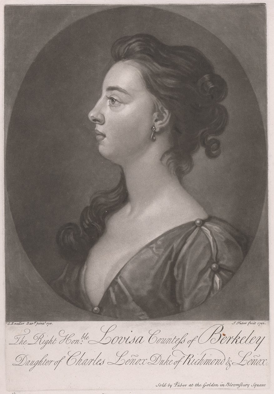 Wielce Czcigodna Ludwika Hrabina Berkeley, córka Karola Lenoxa, księcia Richmond i Lenox autorstwa John Faber the younger
