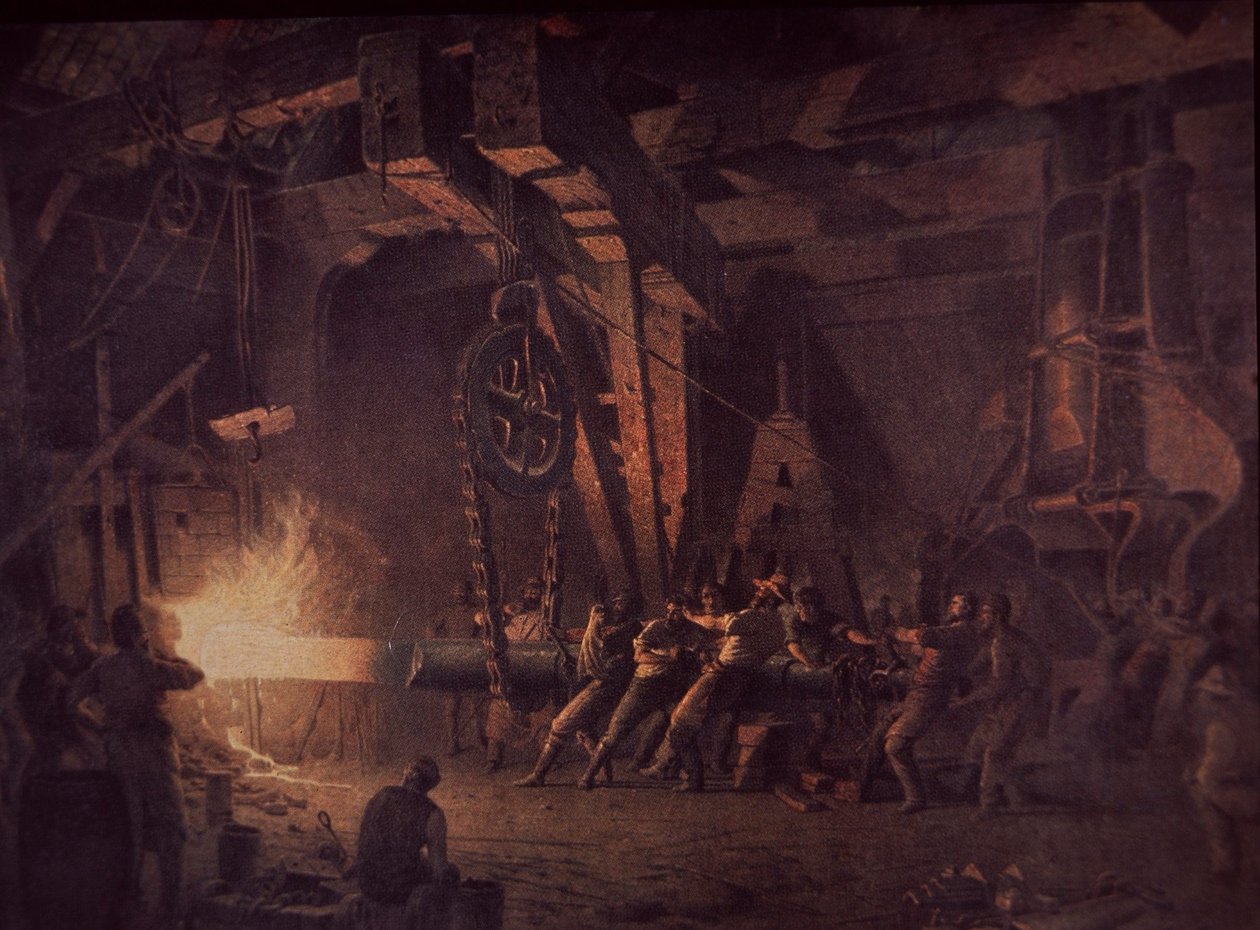 West Point Gun Foundry, kucie szybu, ok. 1867 (olej na płótnie) autorstwa John Ferguson Weir