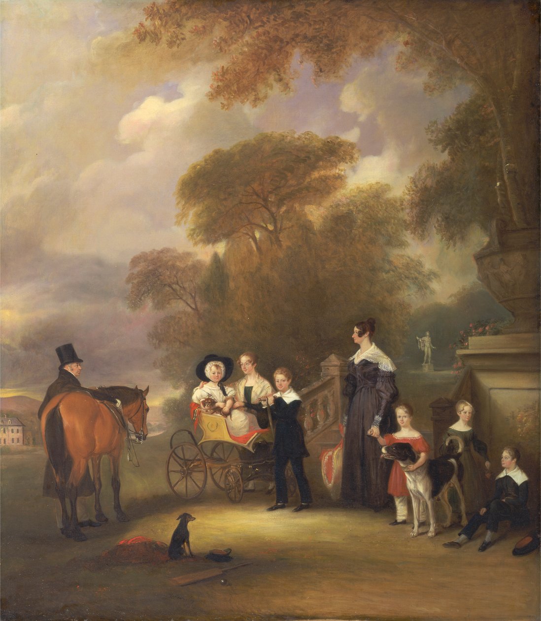 Wielebny i pani Henry Palmer z sześciorgiem młodszych dzieci w Withcote Hall, niedaleko Oakham, Leicestershire autorstwa John Ferneley