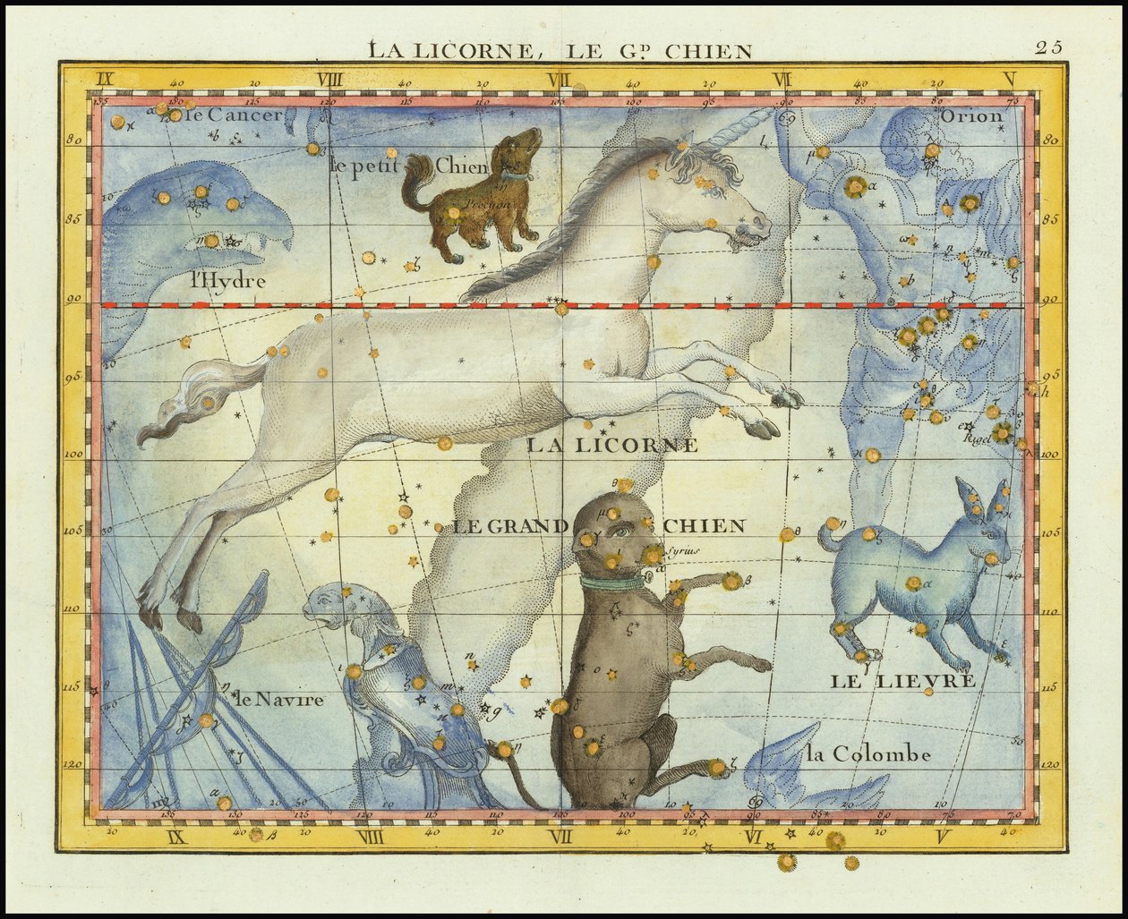 1776 - John Flamsteed - La Licorne, Le Grand Chien (Monoceros  Canis Major) autorstwa John Flamsteed