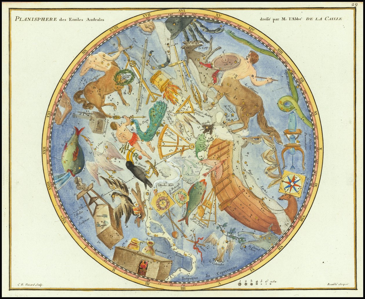 1776 - John Flamsteed - Planisphere des Etoiles Australes autorstwa John Flamsteed