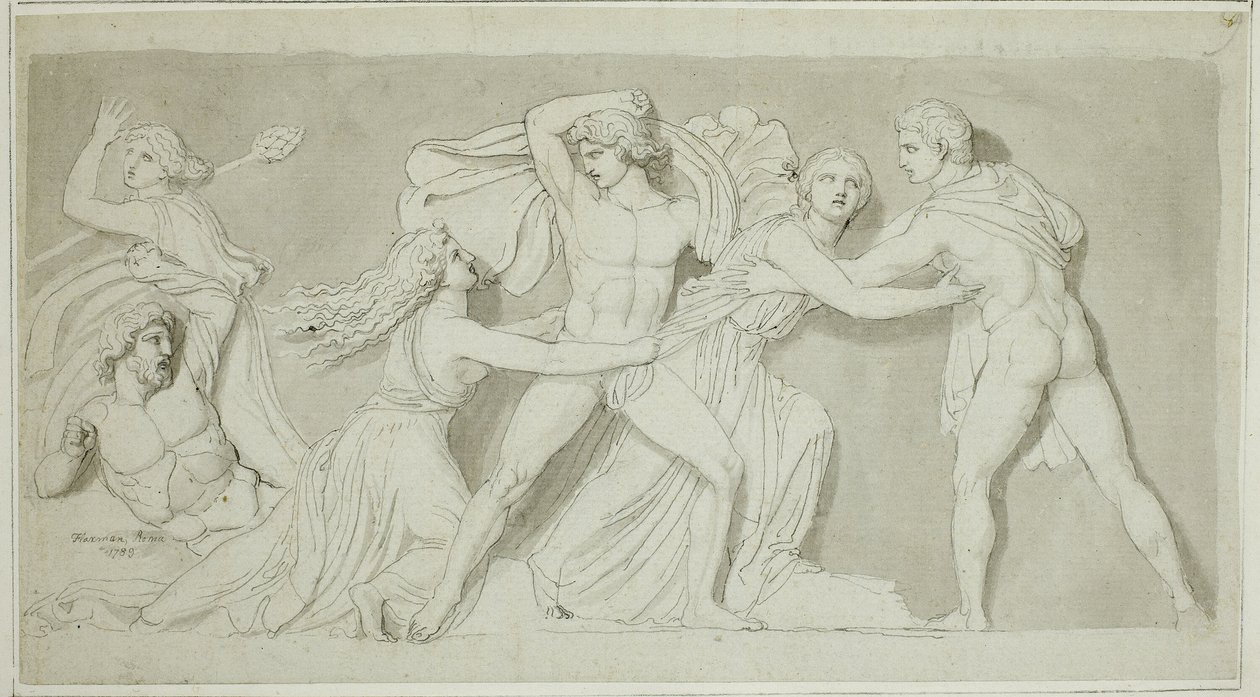 Amphion i Zethus ratujący swoją matkę Antiope przed furią Dirce i Lycusa autorstwa John Flaxman