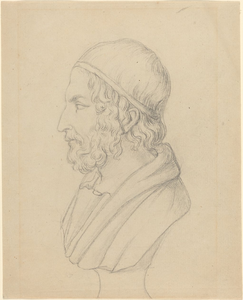 Klasyczny portret popiersie brodatego mężczyzny autorstwa John Flaxman