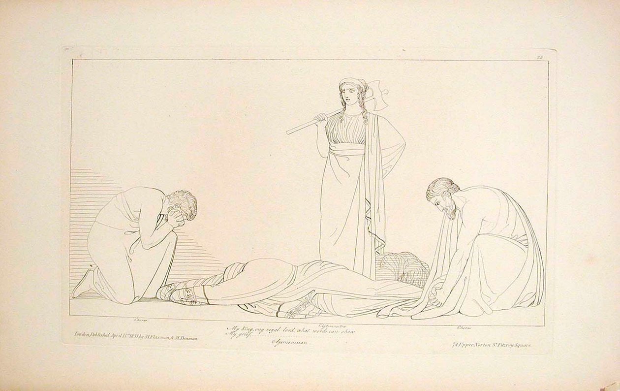 Klitajmestra i chór autorstwa John Flaxman