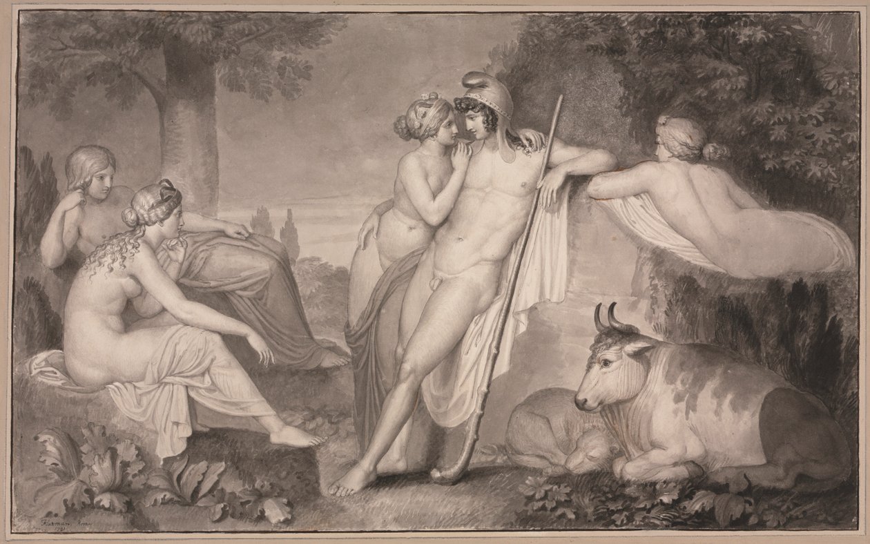 Paryż i Oenone, 1791. autorstwa John Flaxman