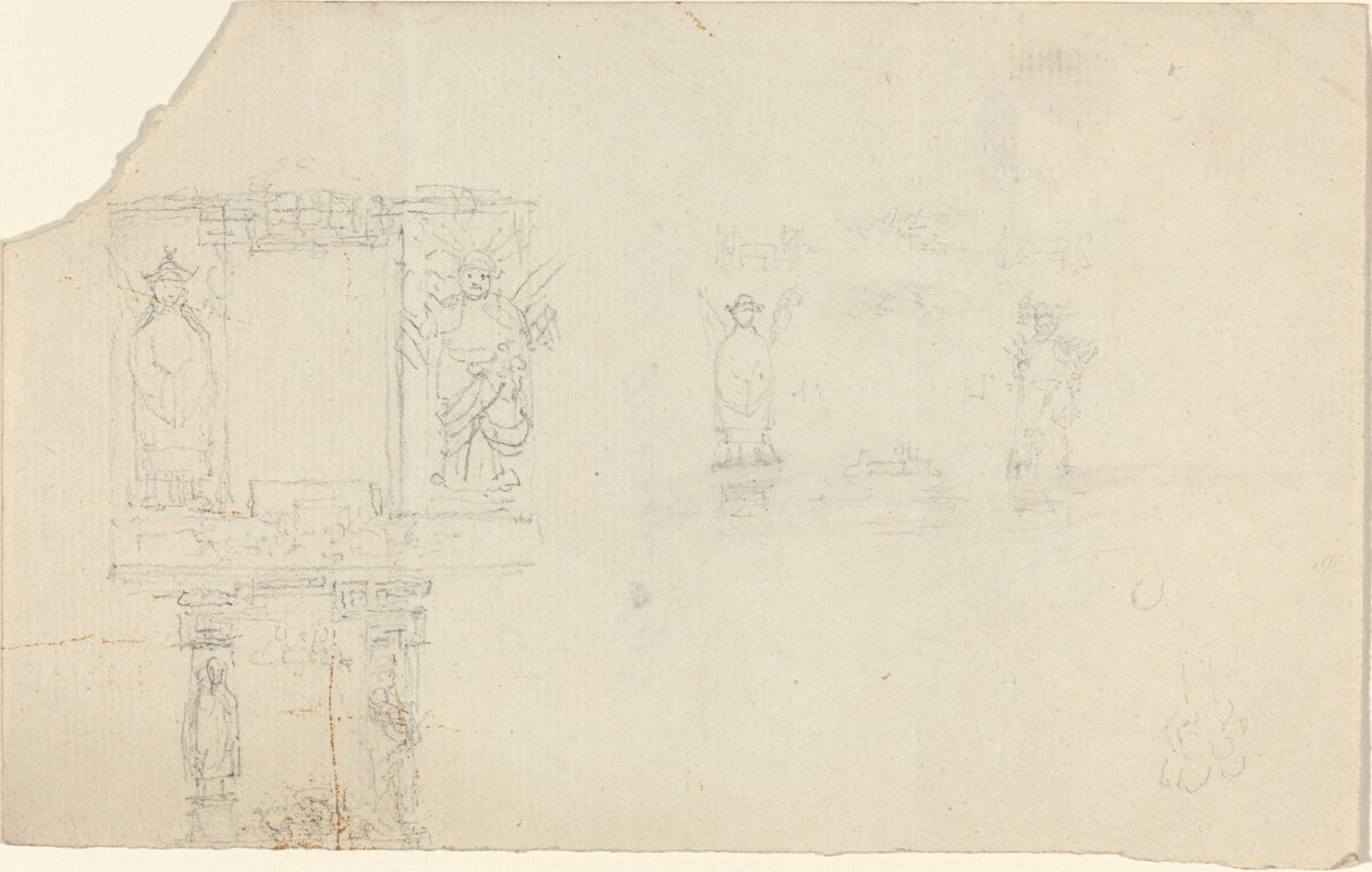 Struktura z postaciami w azjatyckich strojach (Ilustracja do „trumny”?) autorstwa John Flaxman