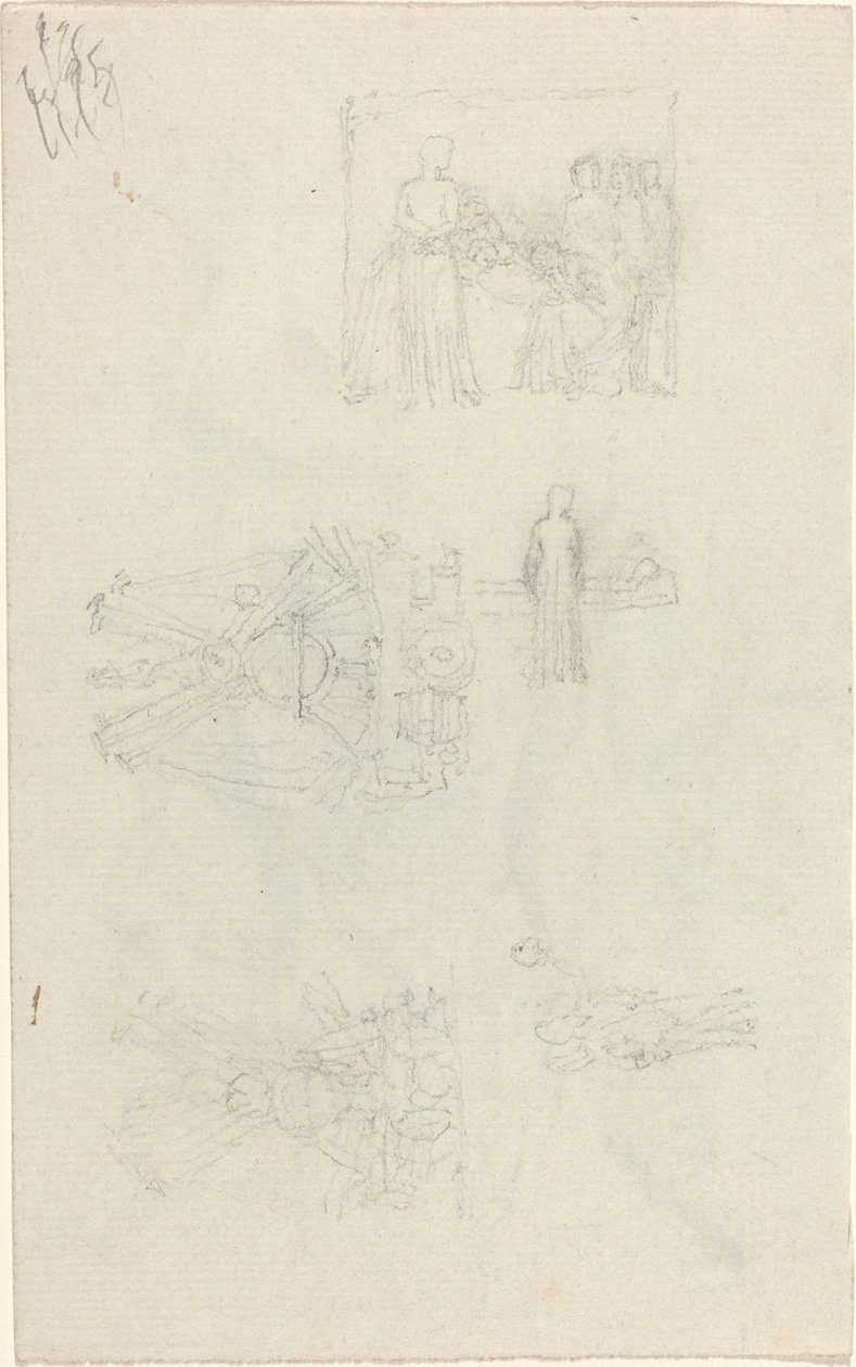 Studia chorego łóżka i dekoracje na fasadę Pałacu Buckingham [recto i verso] autorstwa John Flaxman