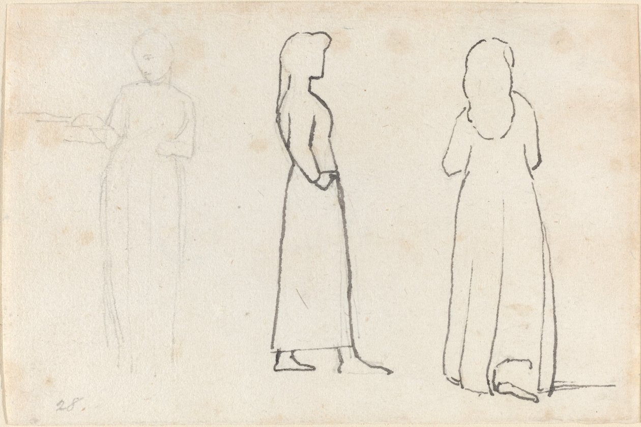 Trzy szkice stojącej kobiety autorstwa John Flaxman