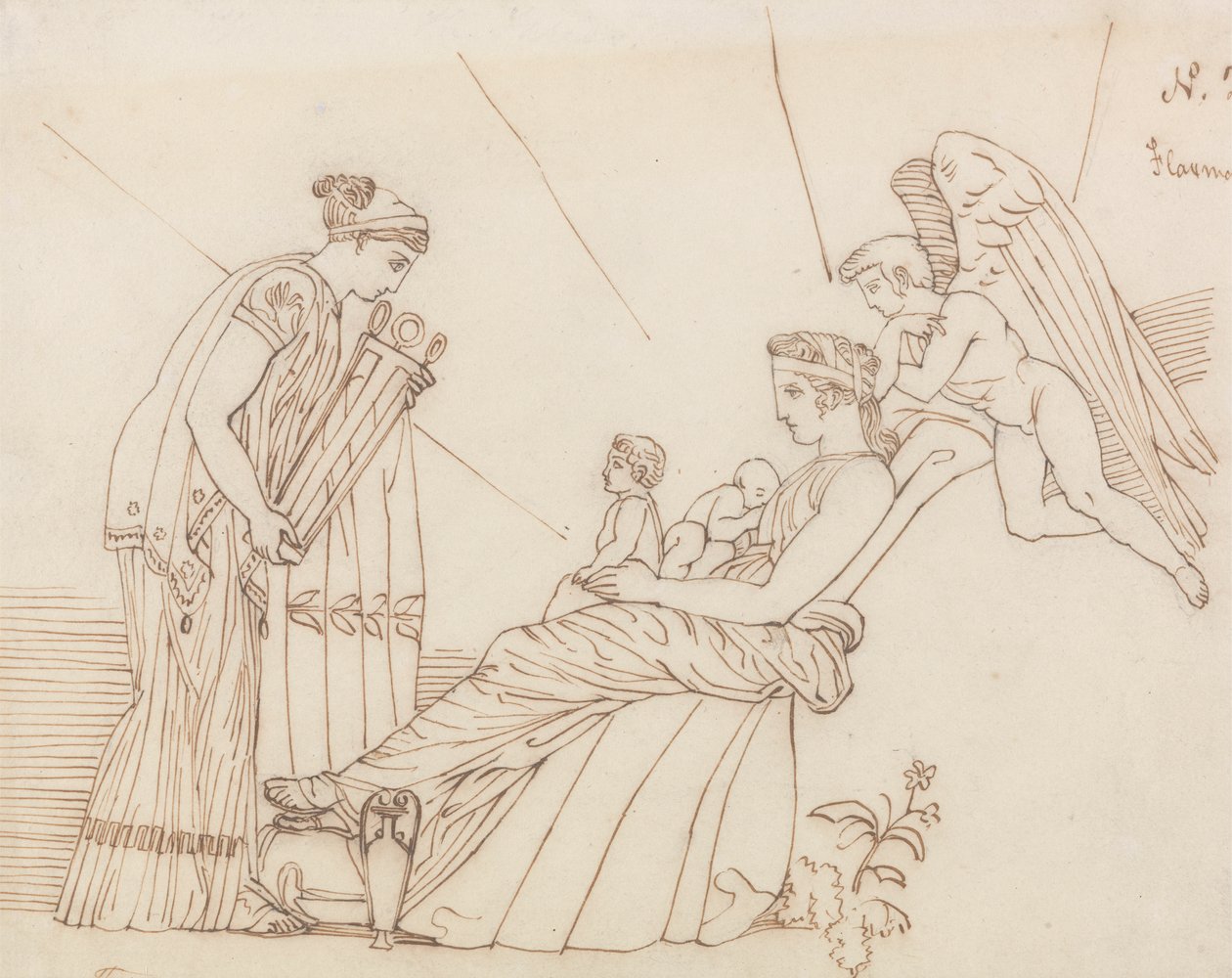 Para Phoebus em seu nascimento, de Ésquilo, Furiespolish autorstwa John Flaxman
