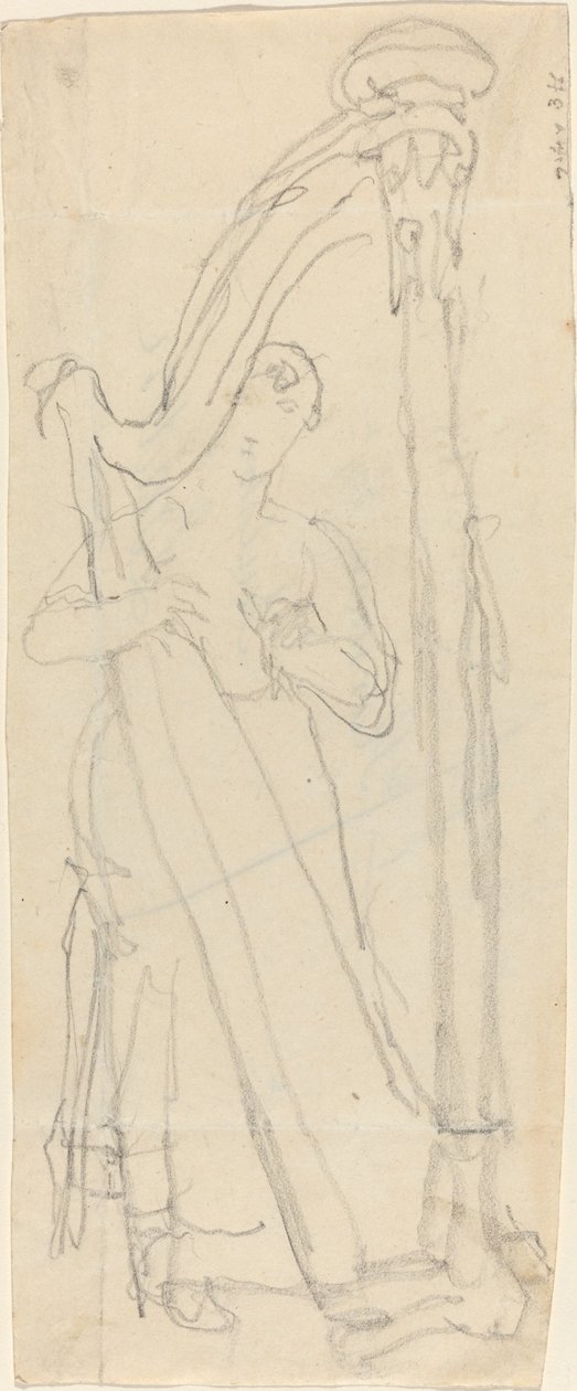 Kobieta grająca na harfie (Lavinia Banks?) autorstwa John Flaxman