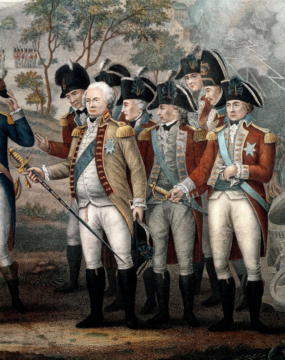 Brytyjscy oficerowie Tarleton, Cornwallis, Abercrombie, O
