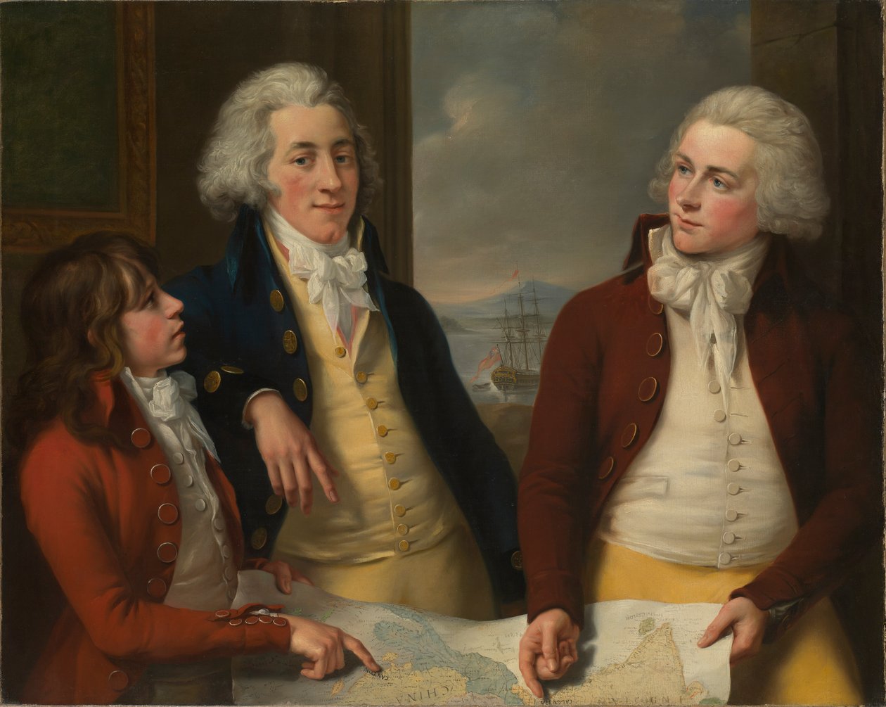 Bracia Money: William (1769-1834), James (1772-1833) i Robert Taylor (1775-1803) autorstwa John Francis Rigaud