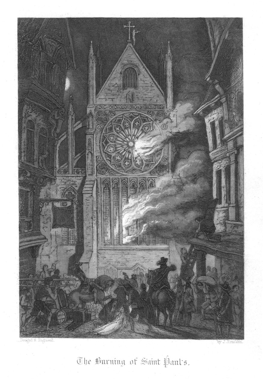Scena ze Starego St Pauls autorstwa Williama Harrisona Ainswortha, 1855 autorstwa John Franklin