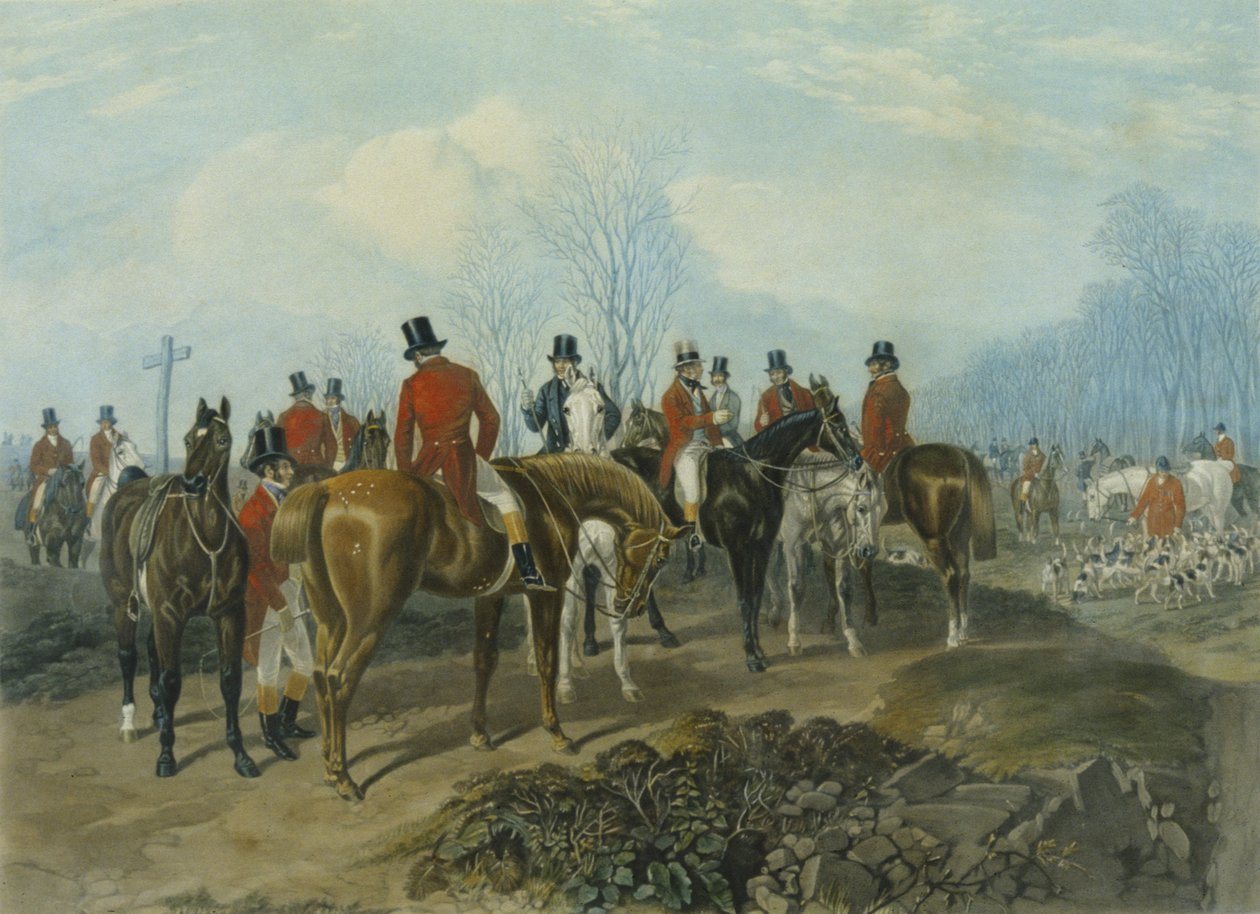 Spotkanie, grawerowane przez Huffmana i Mackrilla (kolorowy grawerunek) autorstwa John Frederick Herring Snr