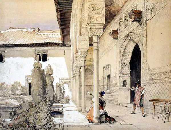 Wejście do Sali Ambasadorów, z „Szkiców i rysunków Alhambry”, grawerowanych przez Williama Gauciego (fl.1825-54) autorstwa John Frederick (after) Lewis