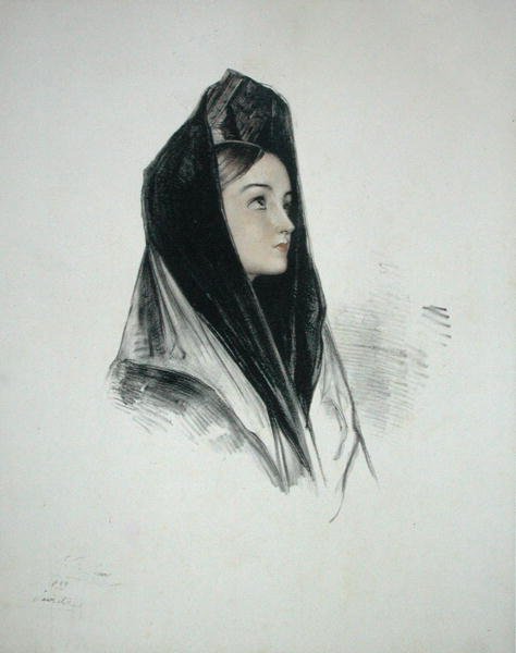 Dziewczyna w Mantilli, Sewilla autorstwa John Frederick (after) Lewis