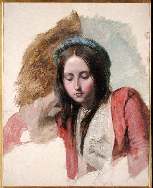 Studium kobiety (olej i ołówek na papierze) autorstwa John Frederick (attr.to) Lewis