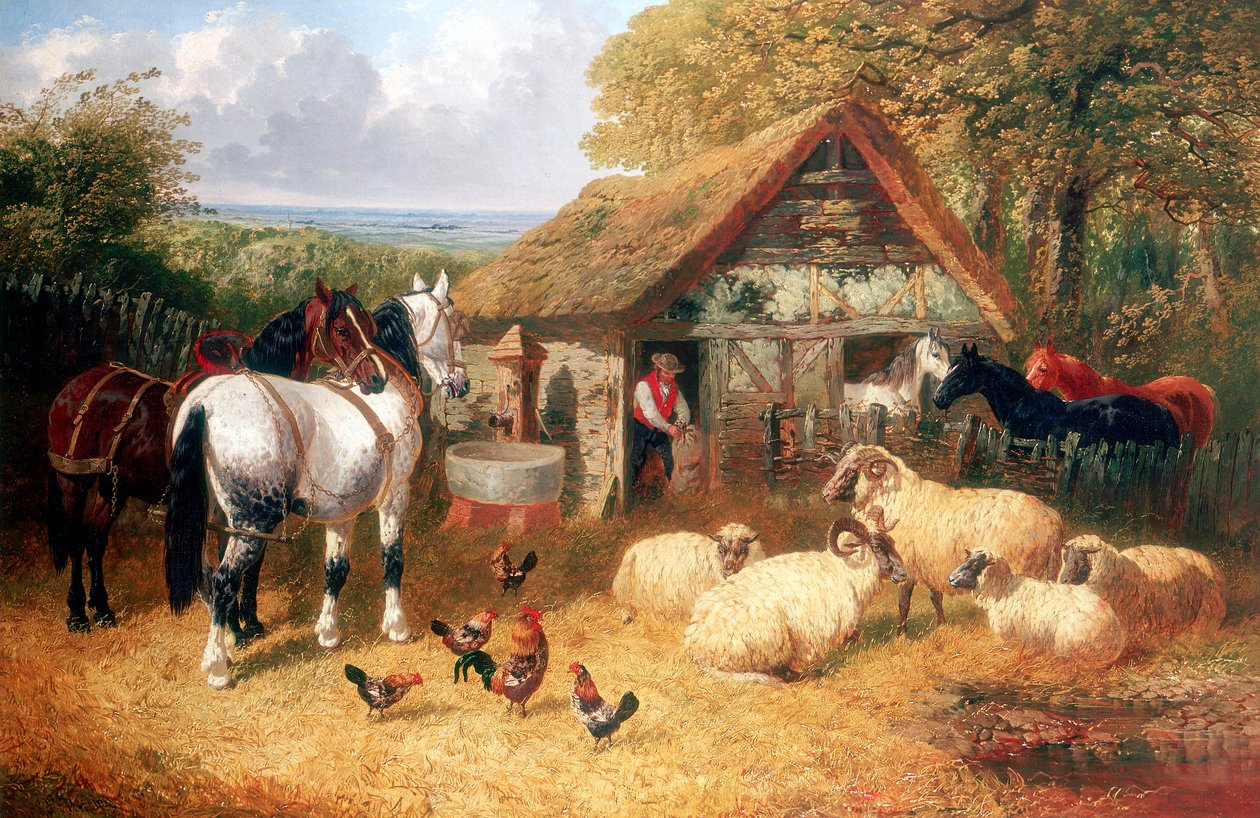 Scena na farmie, ok. 1840- ok. 1900 autorstwa John Frederick Herring II