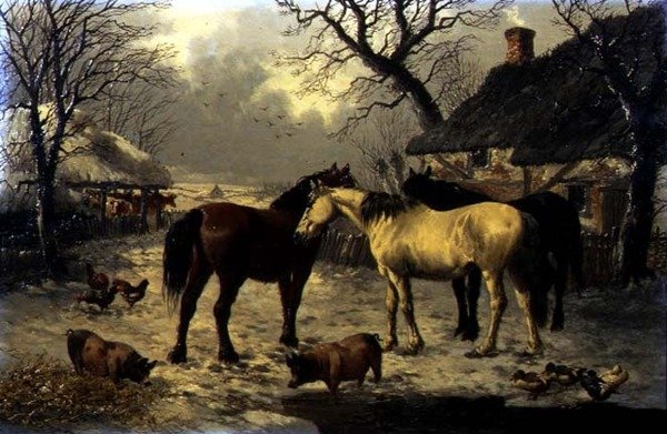 Zimowa scena na podwórku autorstwa John Frederick Herring Jnr