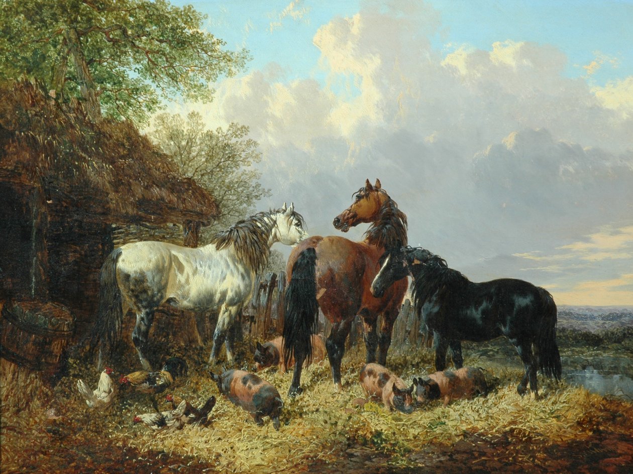 Trzy konie ze świniami autorstwa John Frederick Herring Junior