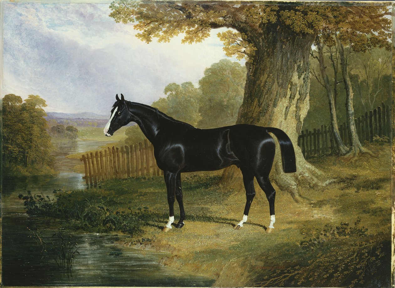 Mroczny łowca w krajobrazie rzecznym, 1832 autorstwa John Frederick Herring Senior