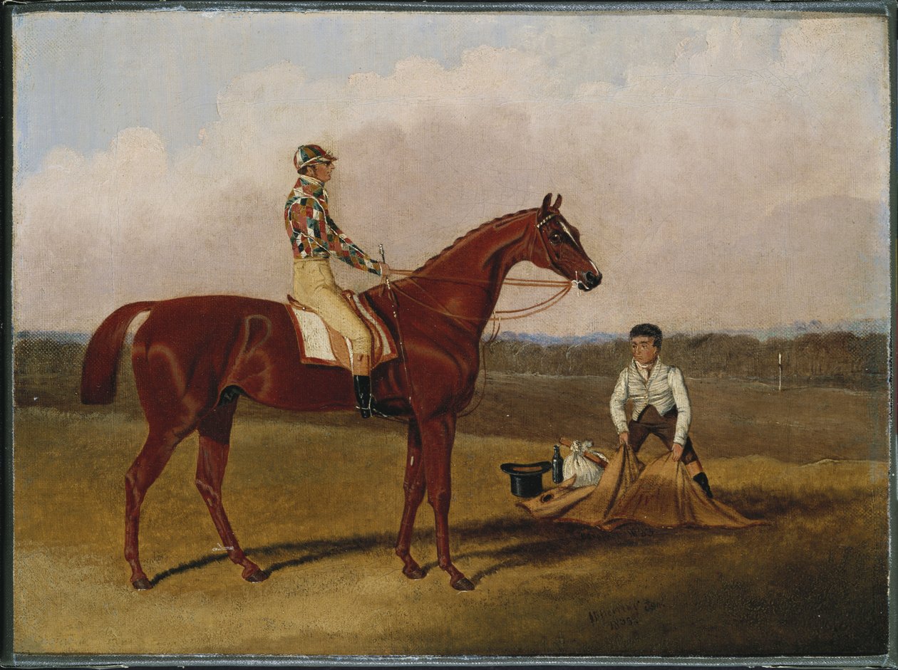 „Boso”, koń wyścigowy, z dżokejem i panem młodym, 1835 autorstwa John Frederick Herring Senior