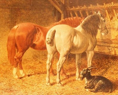 Konie i koza w stajni autorstwa John Frederick Herring Senior