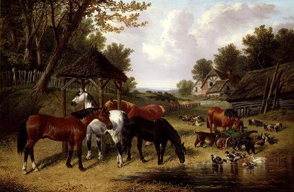 Konie nad Gospodarskim Stawem (olej na płótnie) autorstwa John Frederick Herring Senior