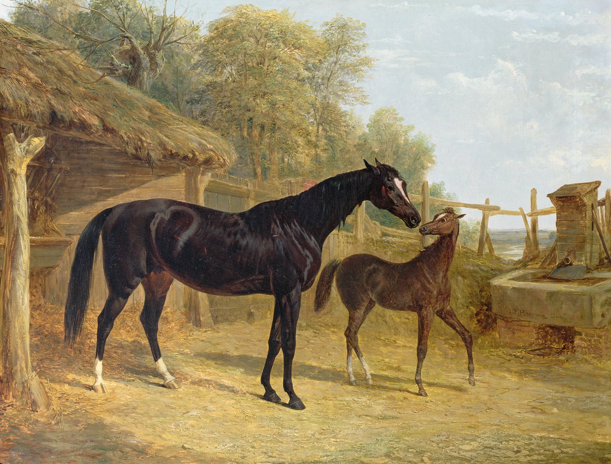 Levity, własność J.C.Cockerill Esq., ze swoim źrebakiem Queen Elizabeth, własność Lorda Dorchester, 1843 autorstwa John Frederick Herring Senior