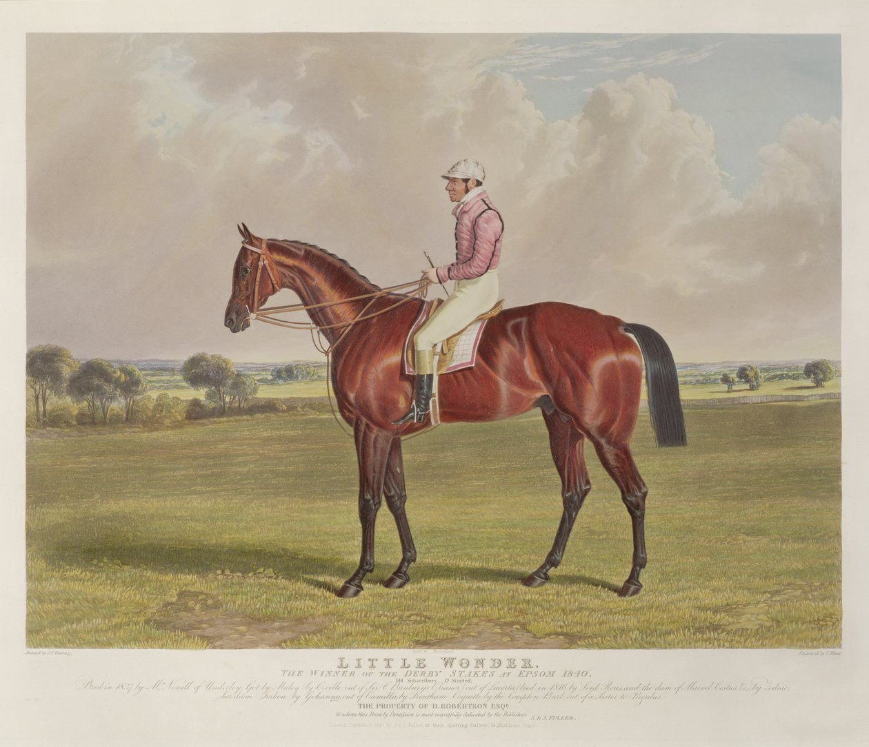 „Little Wonder”, zwycięzca Derby Stakes w Epsom, 1840, grawerowany przez Charlesa Hunta (1803-77), wyd. S. und J. Fuller, 1840 (akwatinta) autorstwa John Frederick Herring Senior