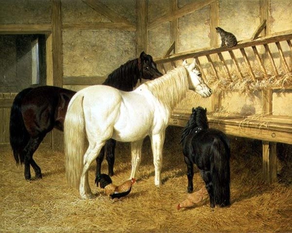 Kucyki w żłobie autorstwa John Frederick Herring Senior