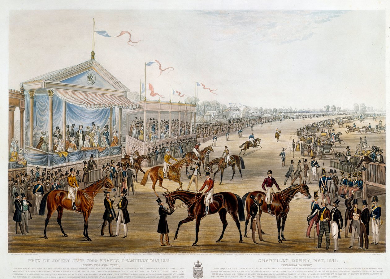 Prix du jockey club a Chantilly w 1841 r. Grafika Johna Fredericka Herringa (1795-1865) autorstwa John Frederick Herring Senior