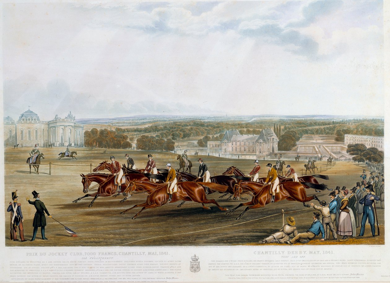 Prix du jockey club a Chantilly w 1841 r. Rycina Johna Fredericka Herringa (1795-1865) (ec.engl.) 1841 Kolekcja privee autorstwa John Frederick Herring Senior