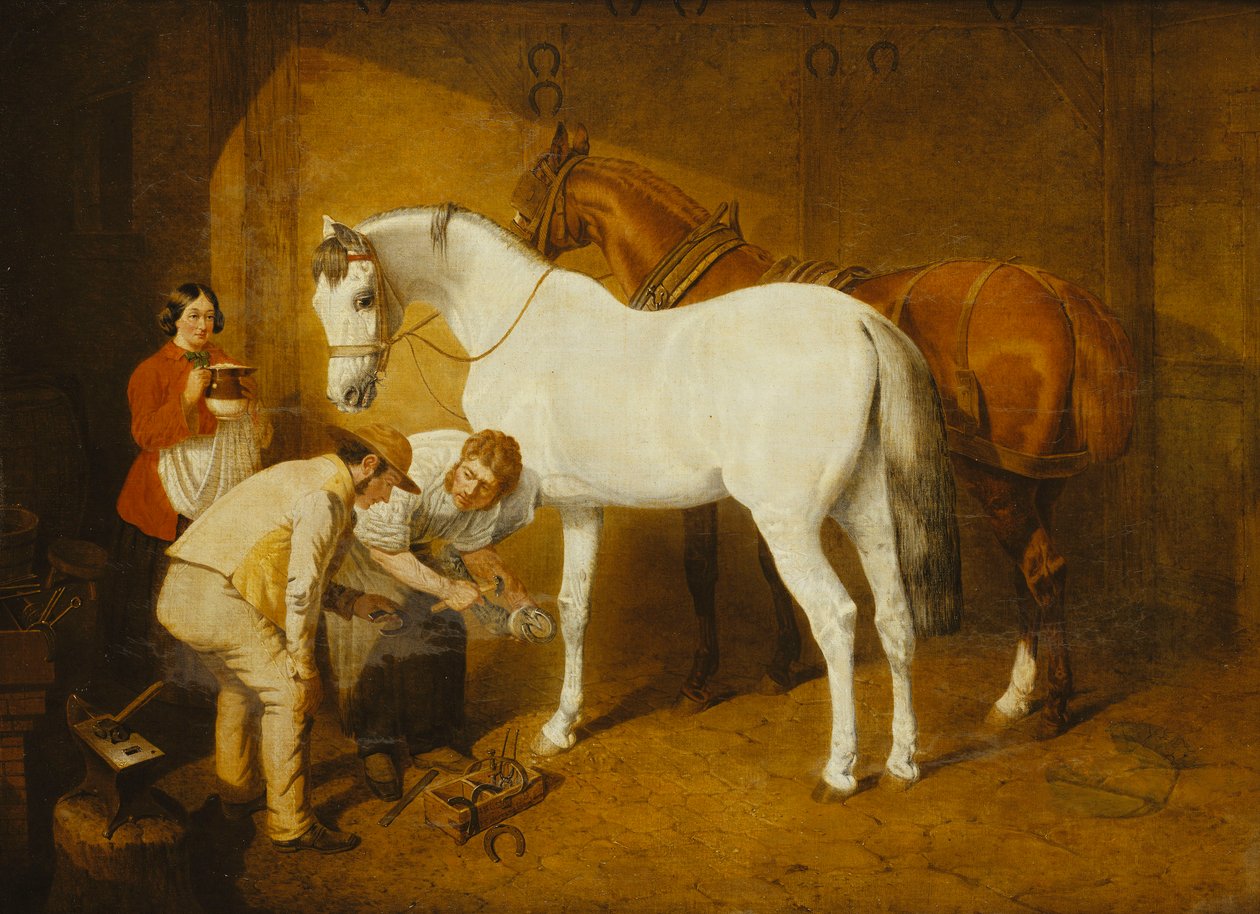 Podkuwanie ulubionego, 1865 autorstwa John Frederick Herring Senior